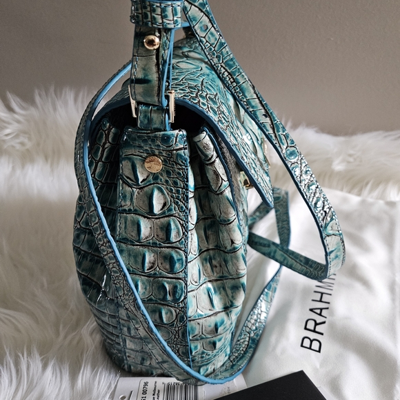 Brahmin Teal Crocodile Embossed Women's Bag Small Margo Melbourne - Picture 10 of 10